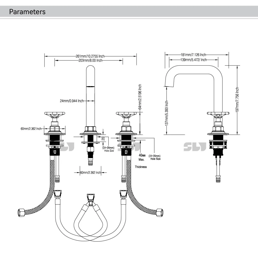 Bathroom Faucet 3 Holes Double Handle Basin Sink Water Taps Widespread Bathroom Basin Faucet Sink Mixer Tap