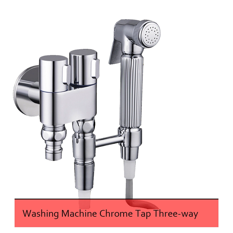 Toilet Angle Valve Flush Spray Gun Faucet Check Valve Double Water Outlet Companion Toilet Water Valve with Gun Nozzle Washer